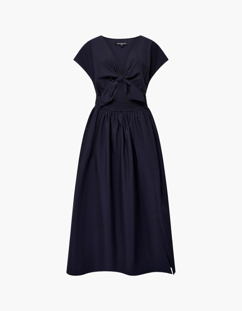 Barletta Poplin Tie Midi Dress Navy