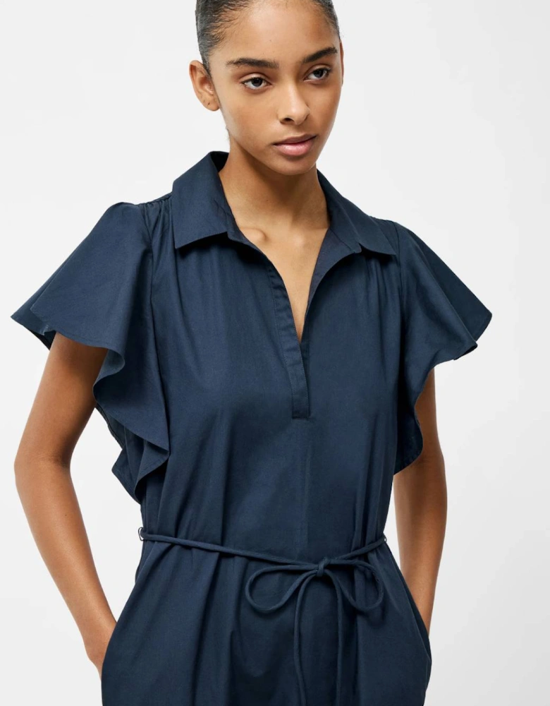 Cambria Cotton Belted Dress Navy
