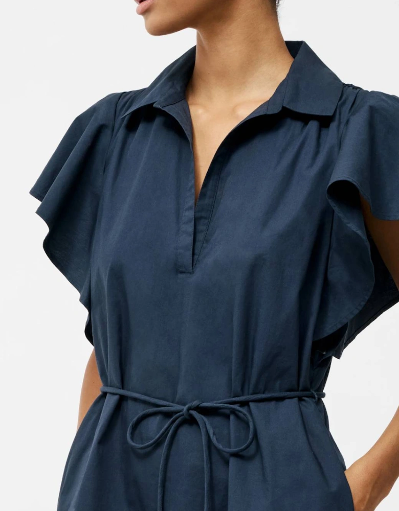 Cambria Cotton Belted Dress Navy