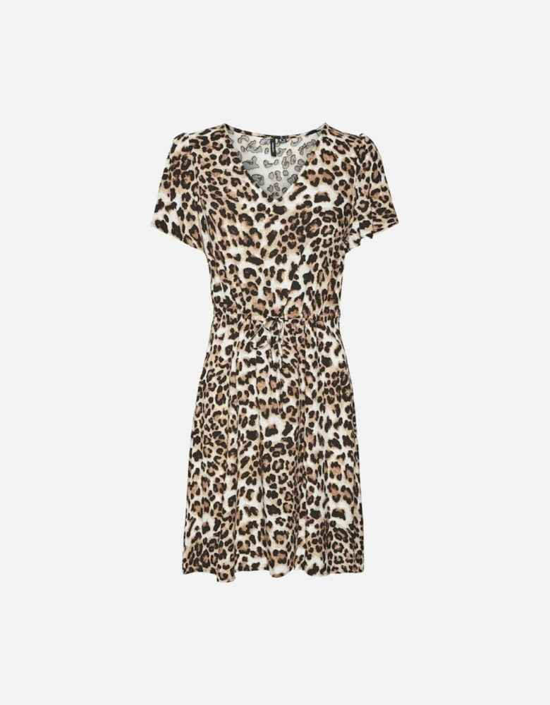 Easy Joy Short Sleeve Short Dress Tan Leo