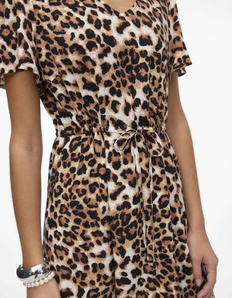 Easy Joy Short Sleeve Short Dress Tan Leo