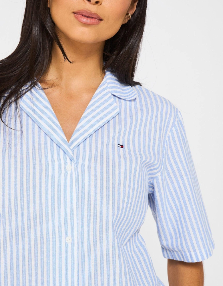 Essentials Linen Short Pyjama Set - Blue