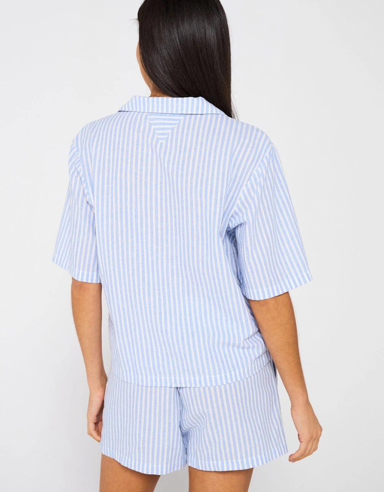 Essentials Linen Short Pyjama Set - Blue