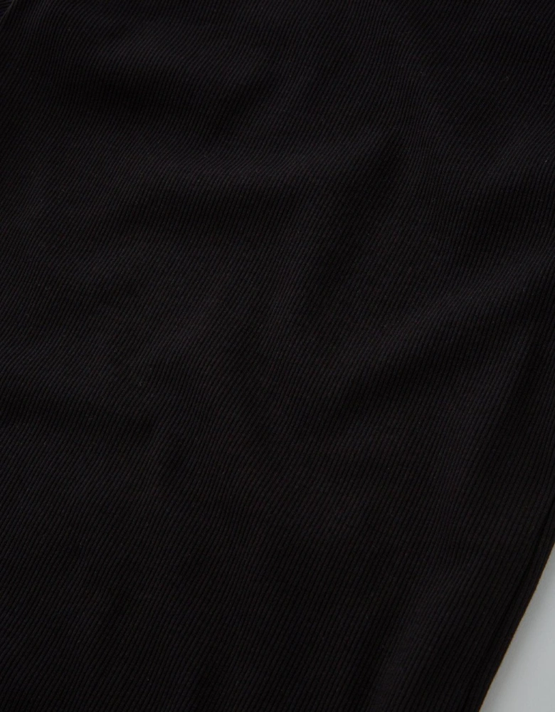 Girls Short Sleeve Ribbed Dress - Black