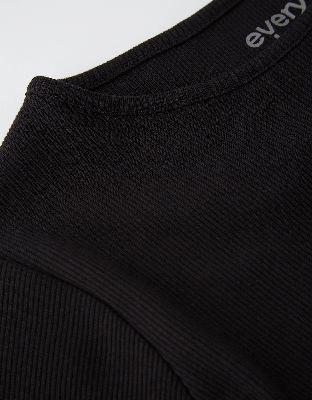 Girls Short Sleeve Ribbed Dress - Black