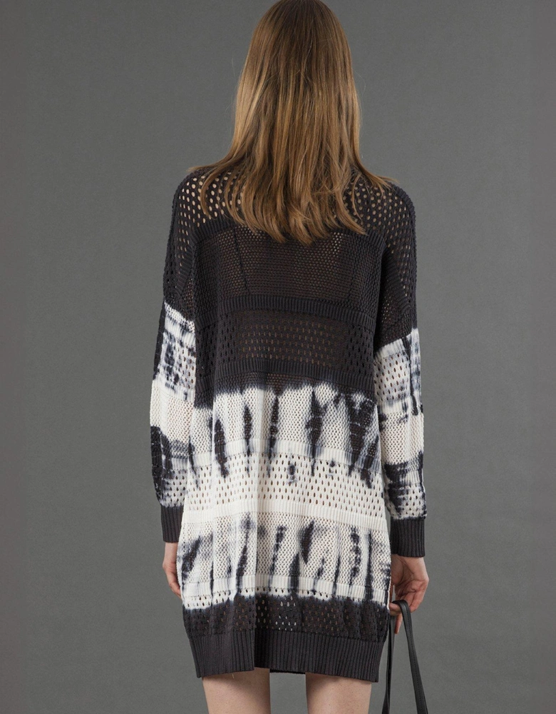 Spinel Tie Dye Knitted Tunic Dress - Black