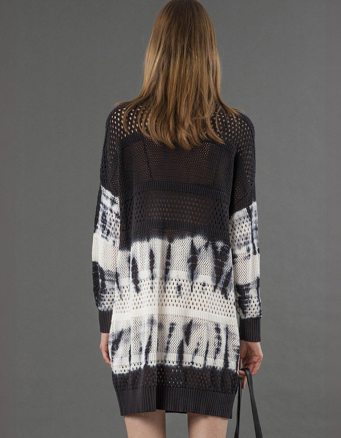 Spinel Tie Dye Knitted Tunic Dress - Black