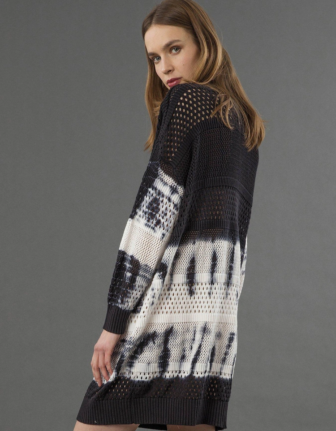 Spinel Tie Dye Knitted Tunic Dress - Black