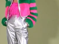 Striped Faux Fur Cropped Bomber Jacket