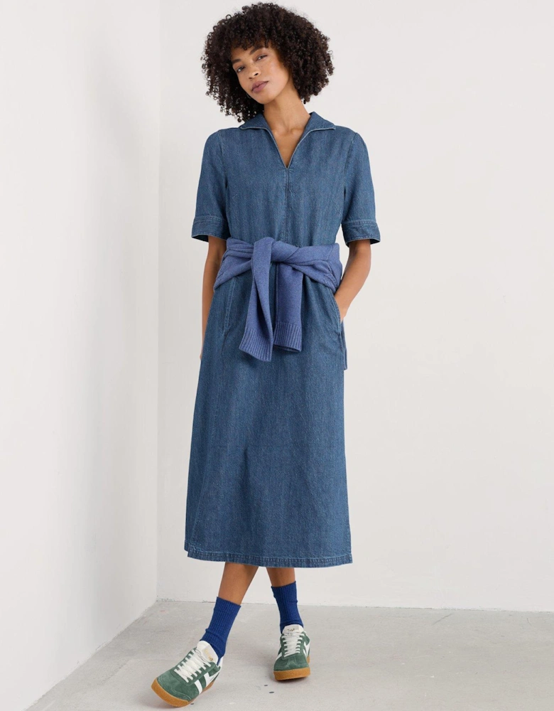 Fen Violet Denim Dress - Blue