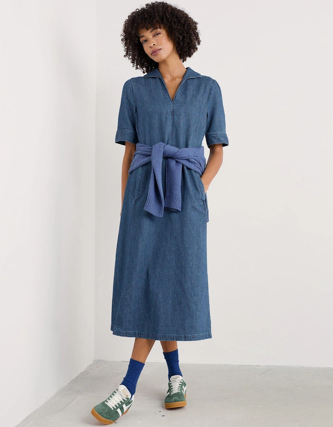 Fen Violet Denim Dress - Blue