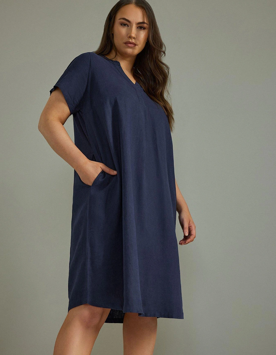 Short Sleeve Midi Linen Dress, 2 of 1