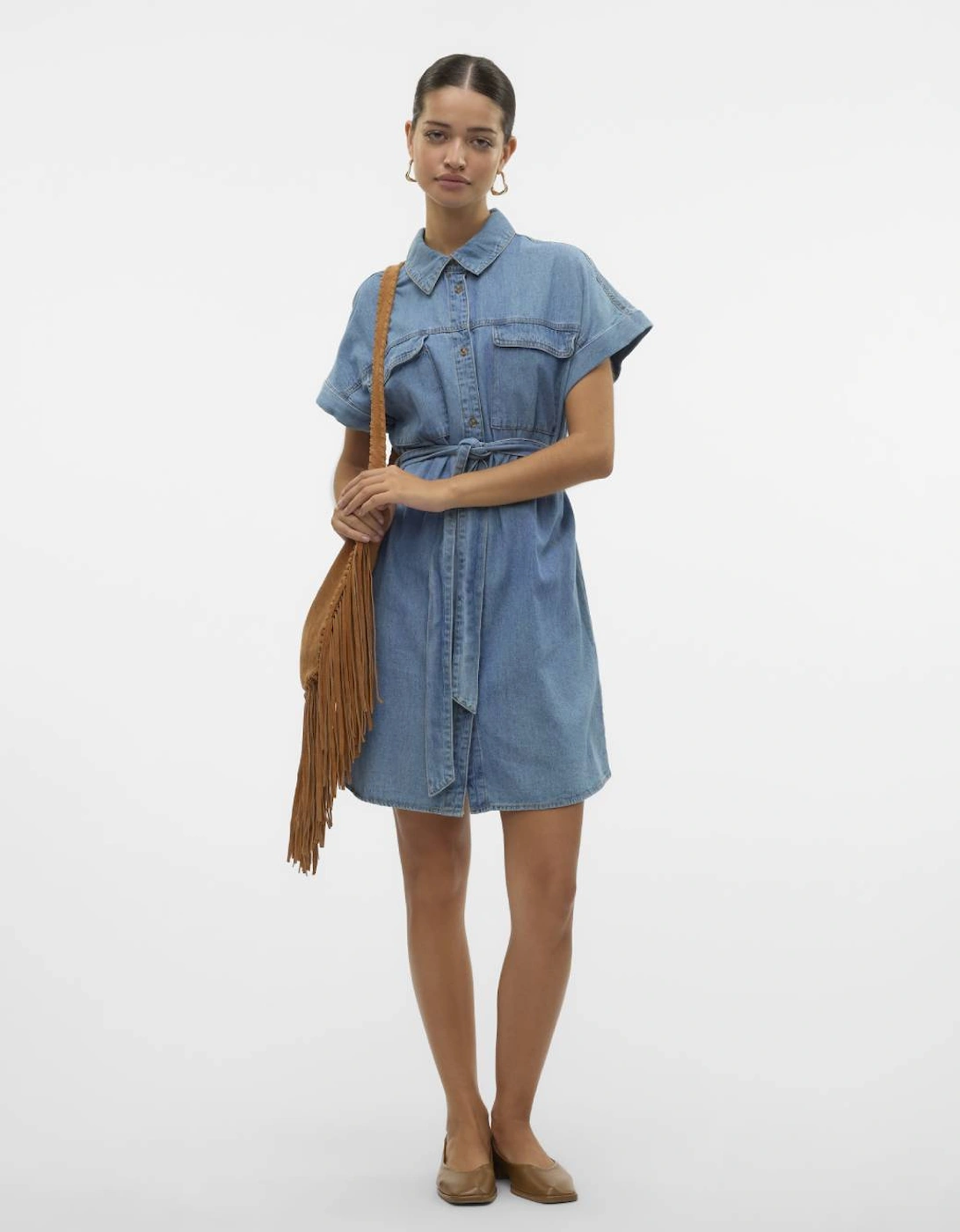 Notus Short Sleeve Short Denim Dress Medium Blue Denim, 7 of 6