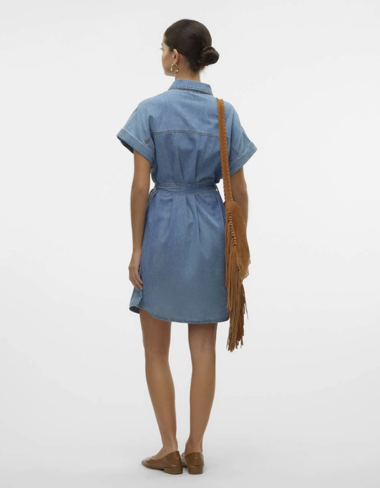 Notus Short Sleeve Short Denim Dress Medium Blue Denim