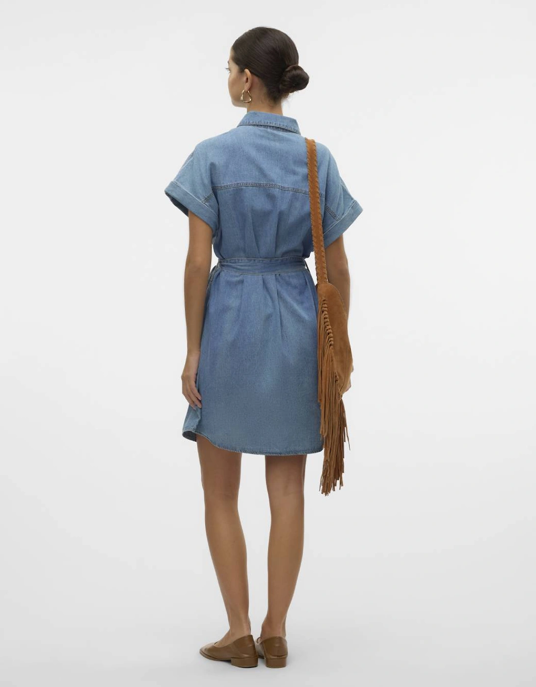 Notus Short Sleeve Short Denim Dress Medium Blue Denim