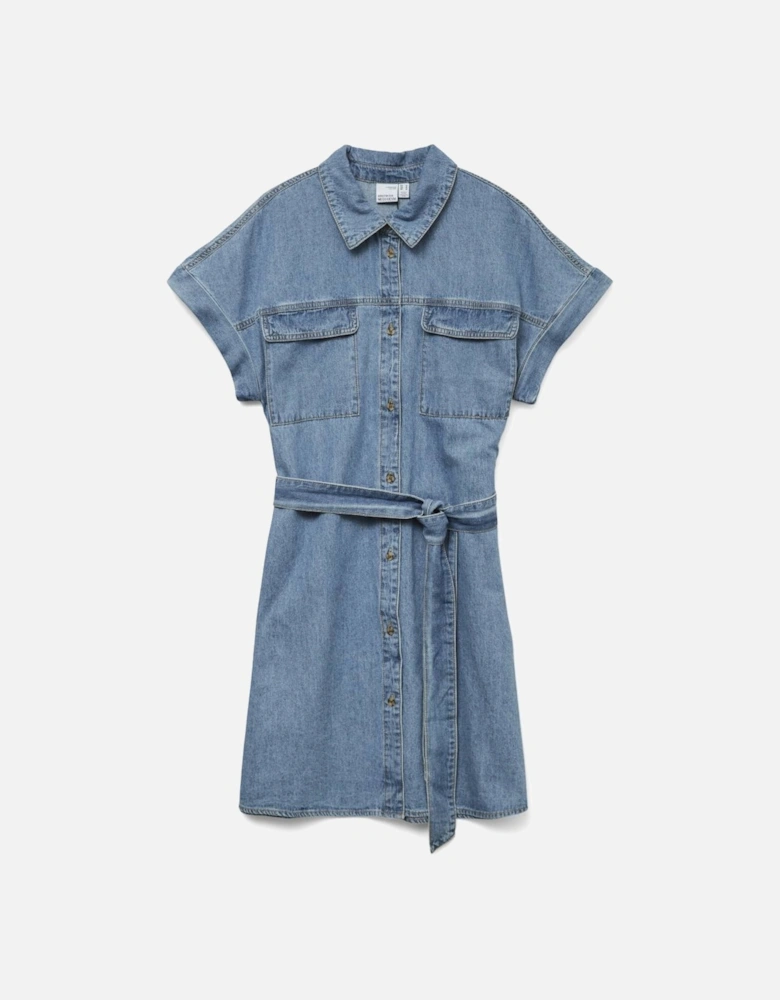 Notus Short Sleeve Short Denim Dress Medium Blue Denim