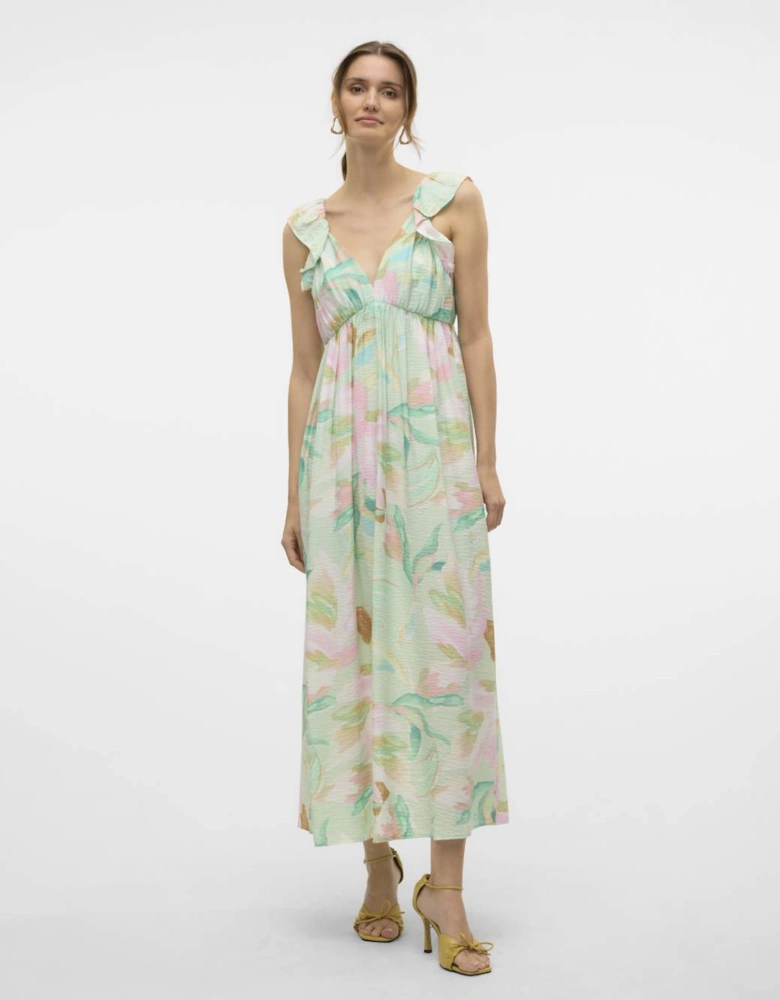 Josie Sleeveless Ankle Frill Dress Birds Egg Green Myra