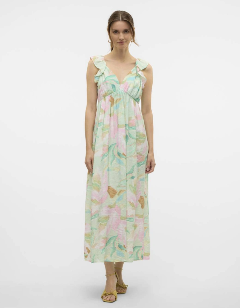 Josie Sleeveless Ankle Frill Dress Birds Egg Green Myra