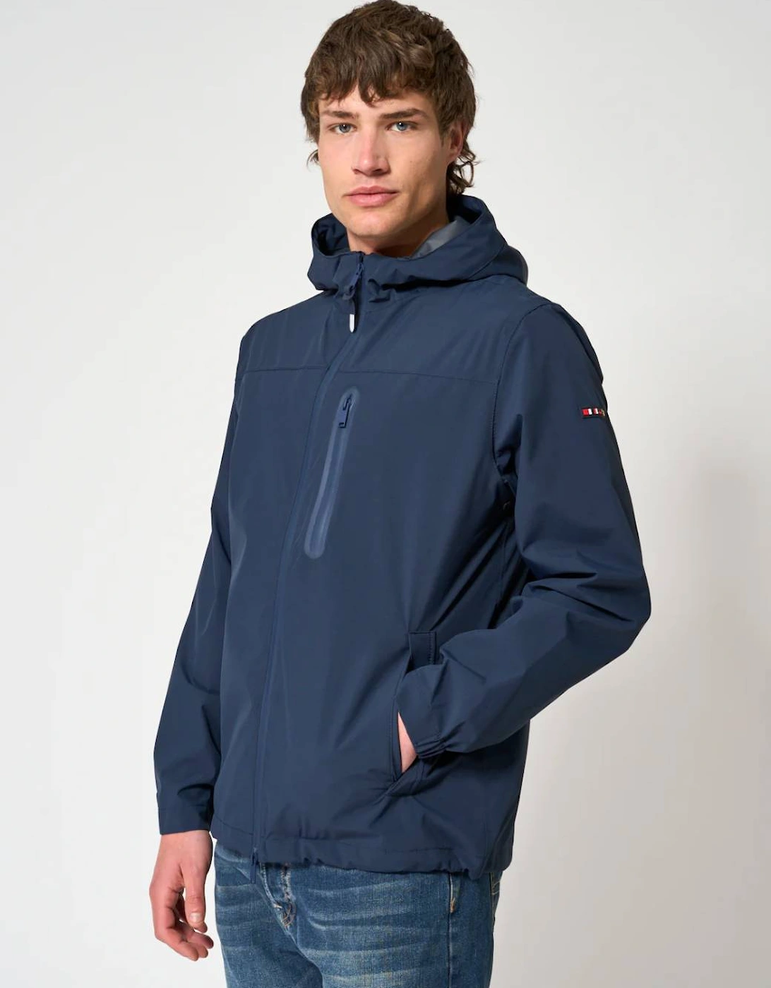 Men's Waterproof Jacket with Chest Zipper Navy Blue, 4 of 3