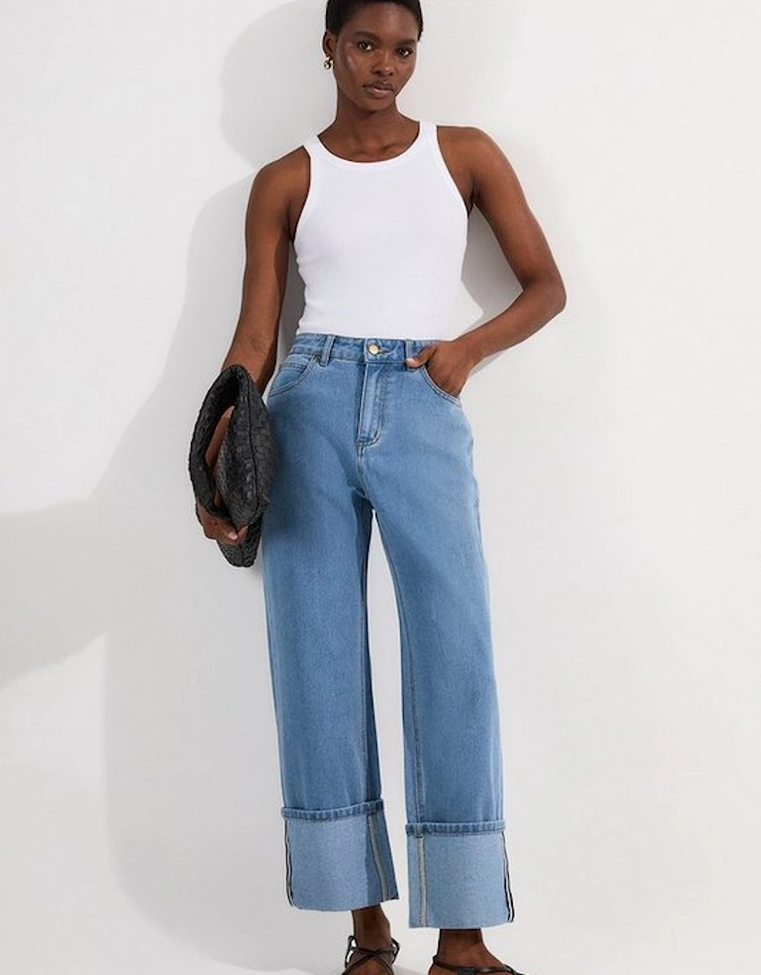 Denim Straight Leg Turn Up Hem Jeans, 4 of 3