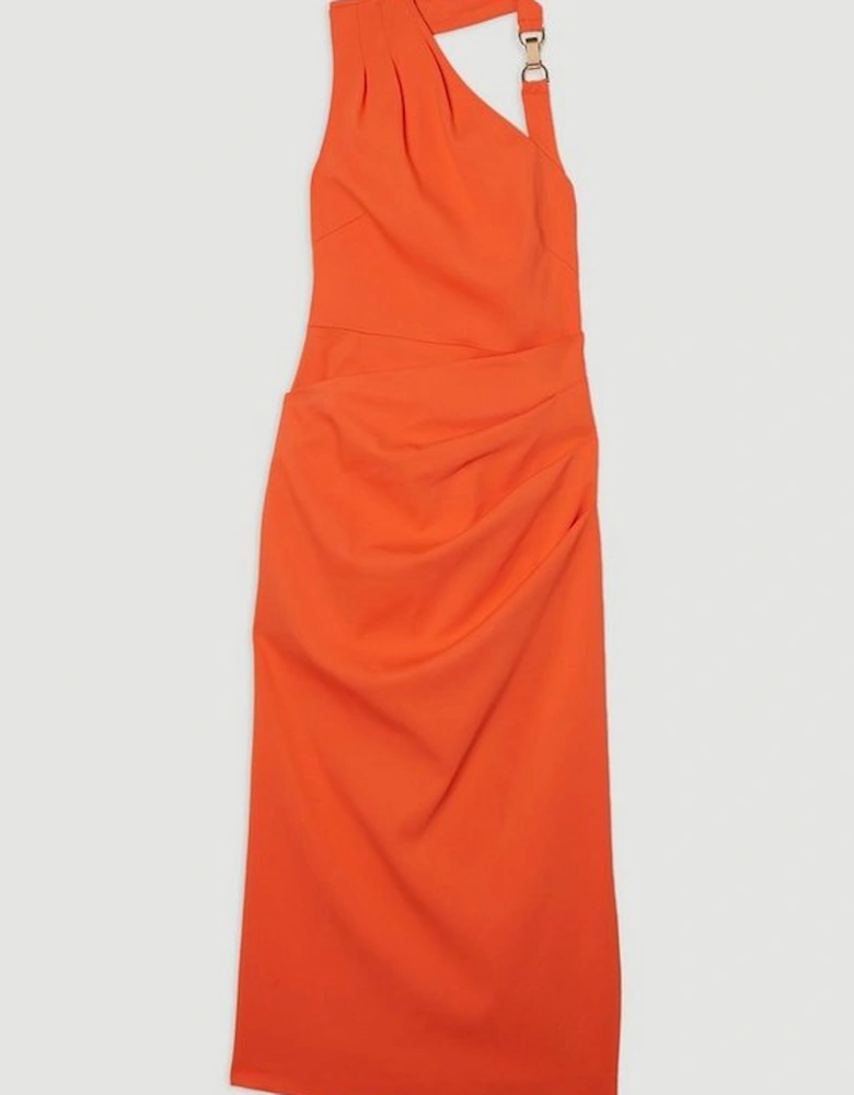 Polished Tailored Asymmetric Back Midi Dress