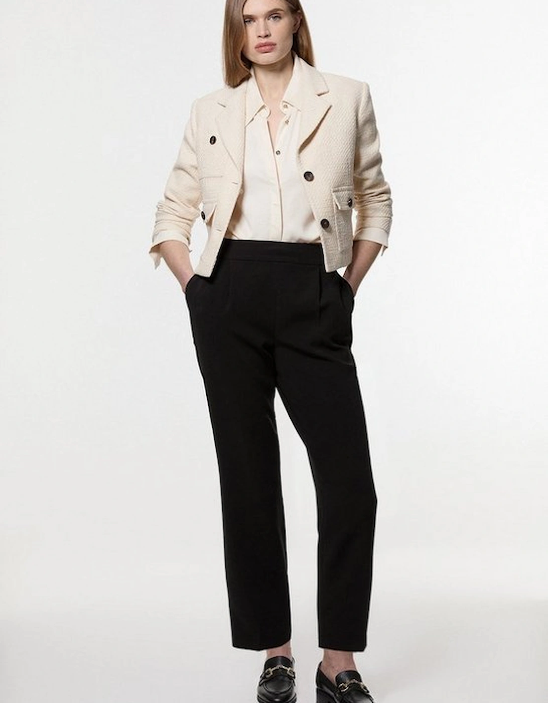 Compact Stretch Essential Tailored High Waist Slim Leg Trouser, 5 of 4