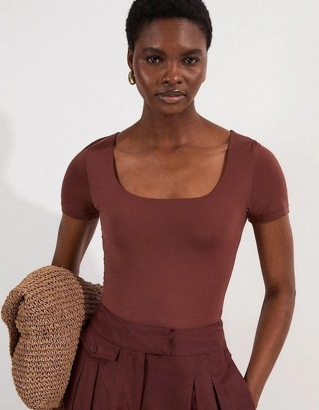 Contour Jersey Short Sleeve Scoop Neck Top, 4 of 3