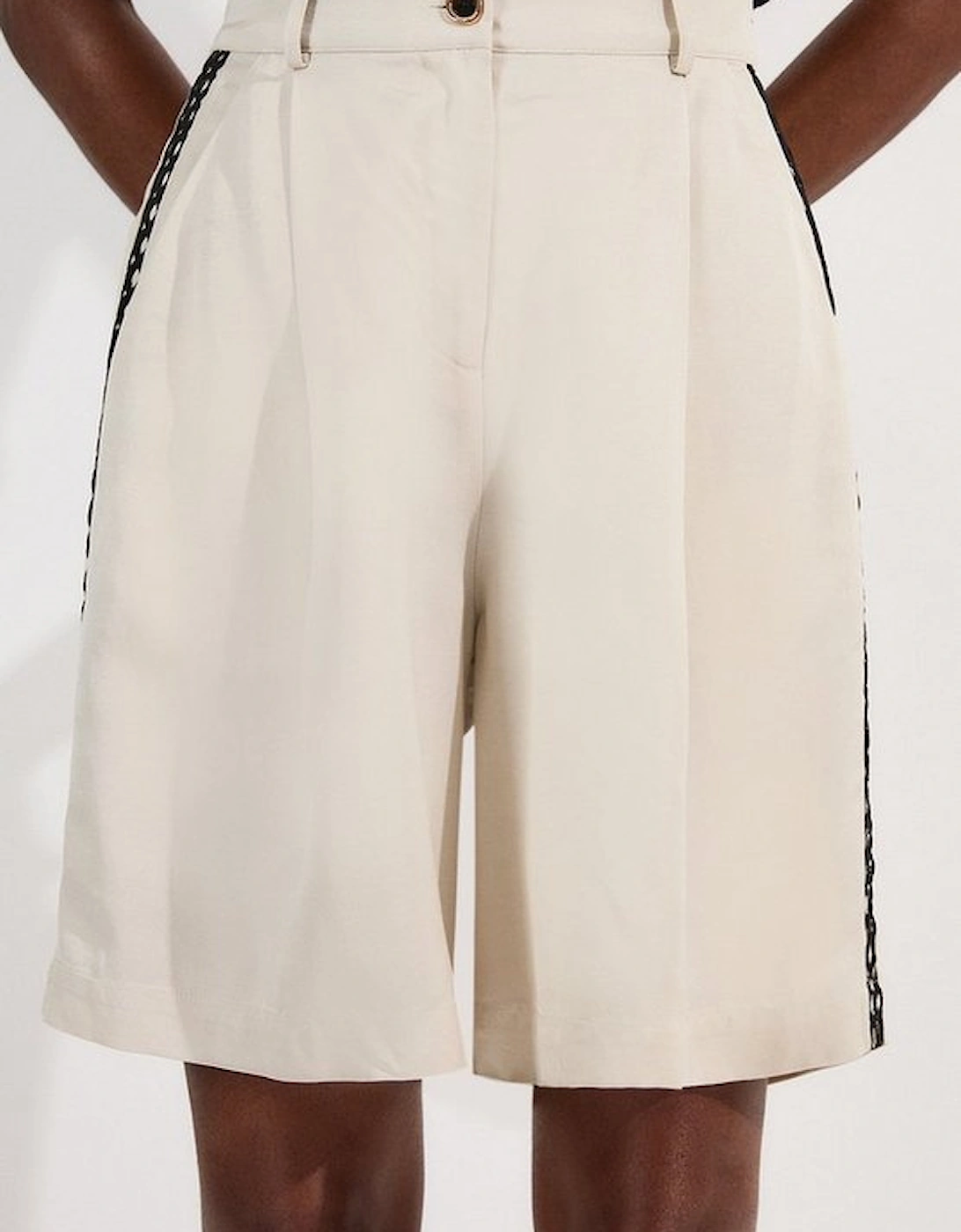 Viscose Linen Lace Trim Insert Woven Short