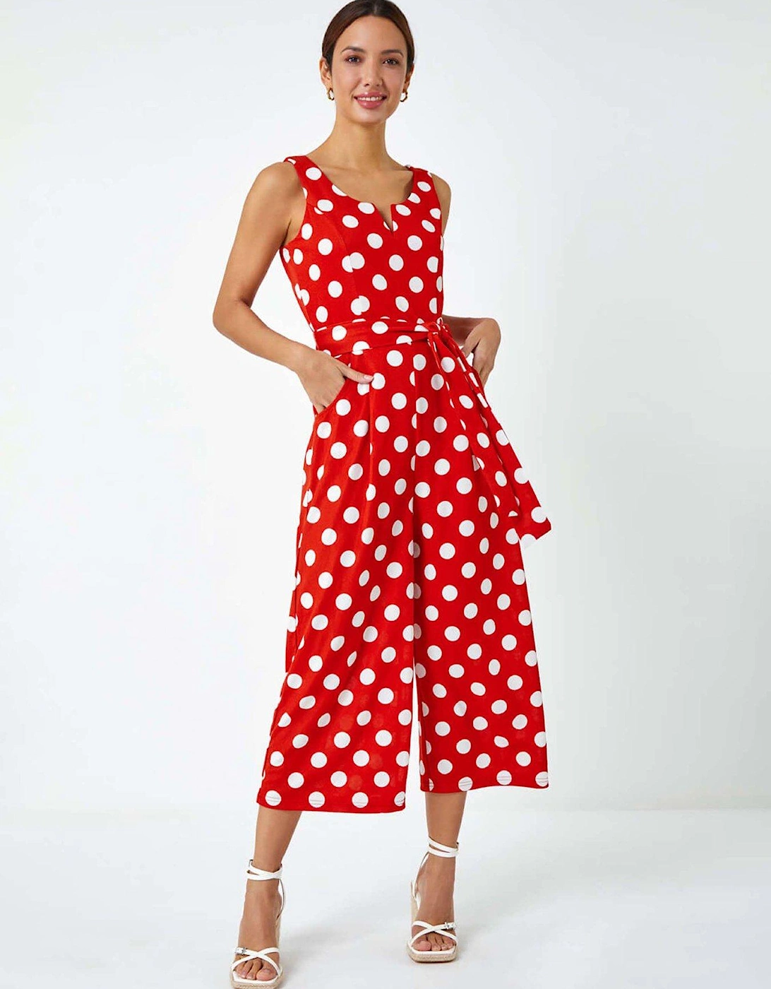 Spot Print Belted Jumpsuit, 2 of 1