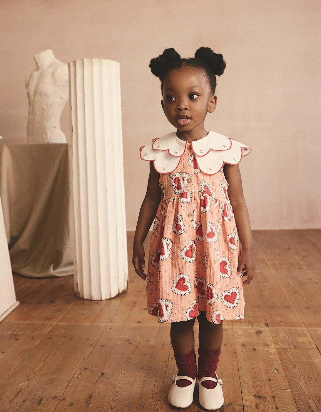 Girls Double Collar Dress - Pink, 2 of 1