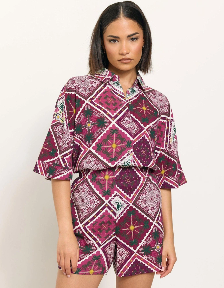 Petite Tile Print Short - Pink