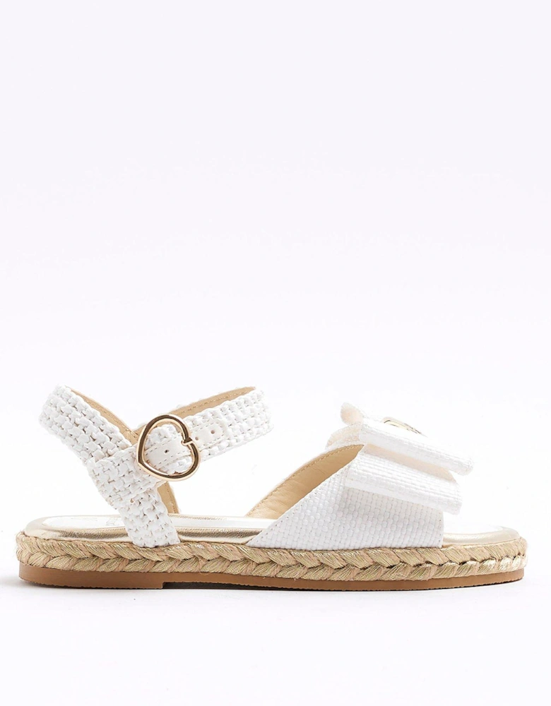 Older Girl Raffia Bow Sandals - Cream