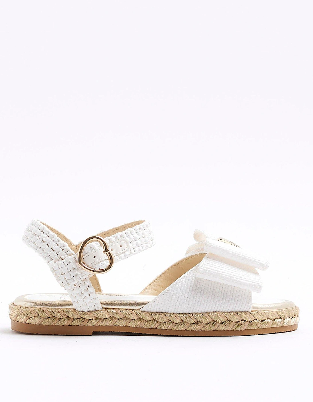 Older Girl Raffia Bow Sandals - Cream, 2 of 1