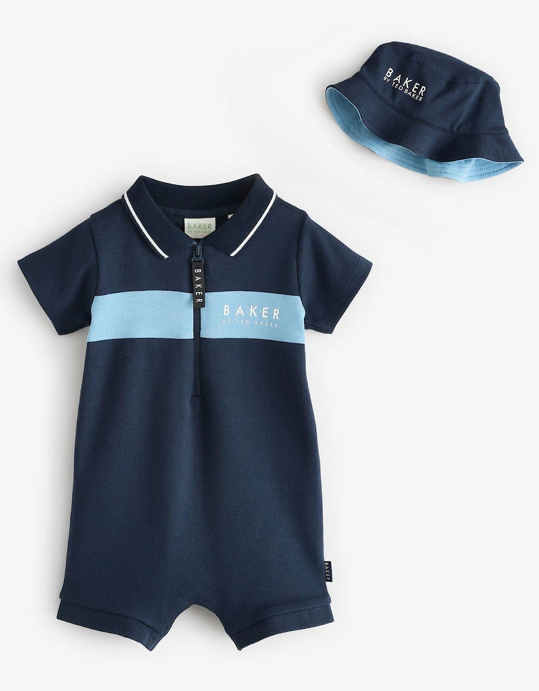 Baby Boys Romper And Hat Set - Navy, 2 of 1