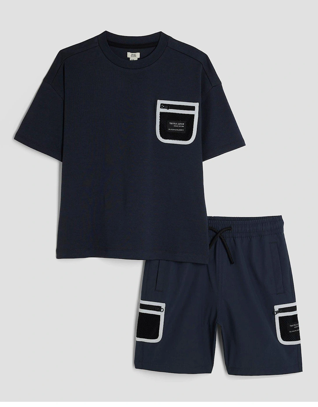 Older Boy Utility Pocket T-Shirt Set - Blue, 2 of 1