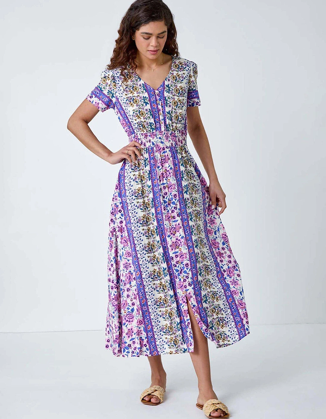 Abstract Print Button Maxi Dress, 2 of 1