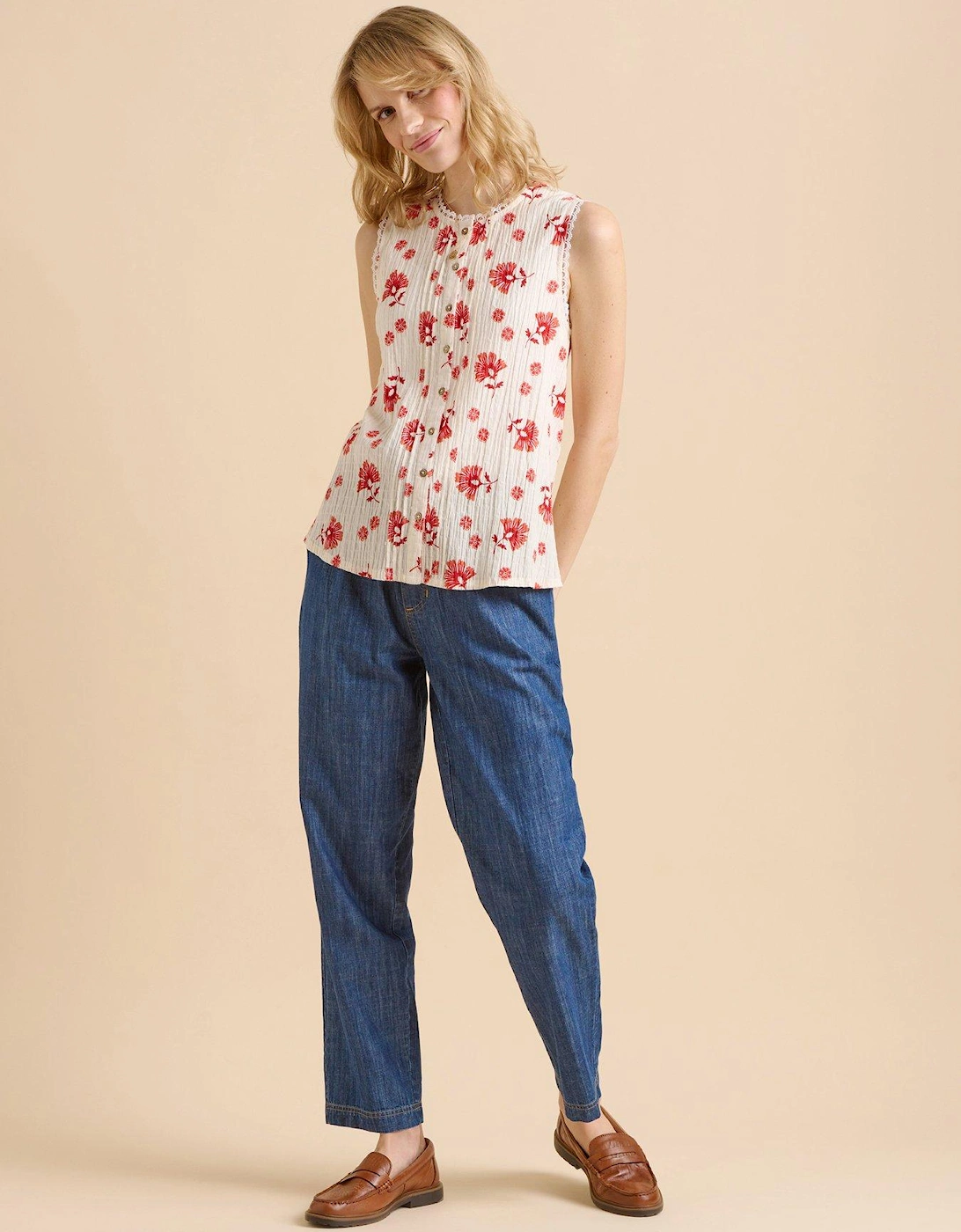 Fan Floral Sleeveless Blouse, 2 of 1
