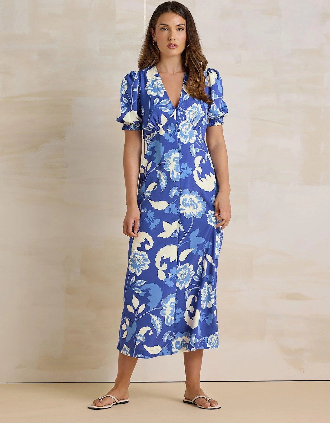 Floral Tea Midi Dress - Blue, 2 of 1