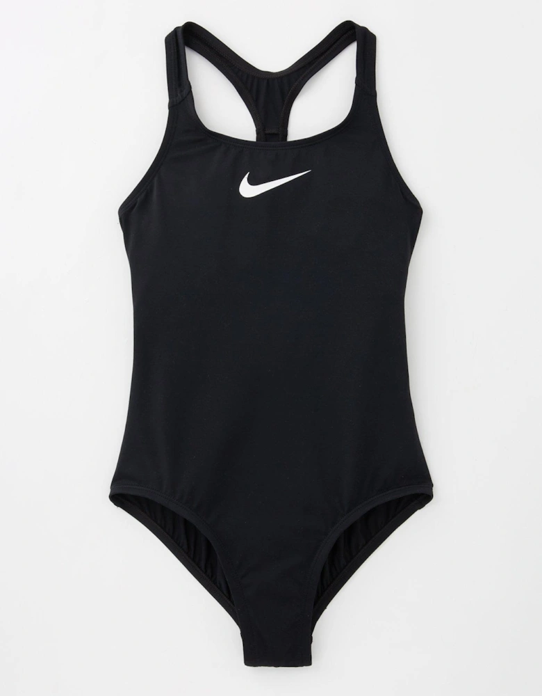 Girls Essential Racerback One Piece-BLACK
