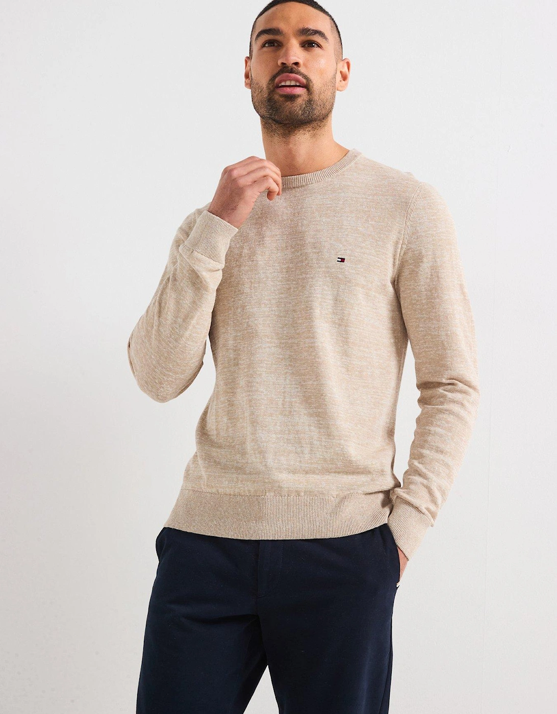 Cotton Linen Crew Neck Knitted Jumper - Natural, 2 of 1