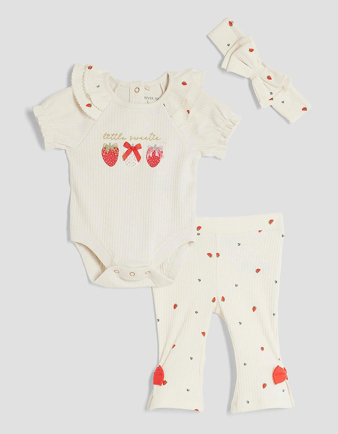 Girl Strawberry Babygrow Set - Cream, 2 of 1