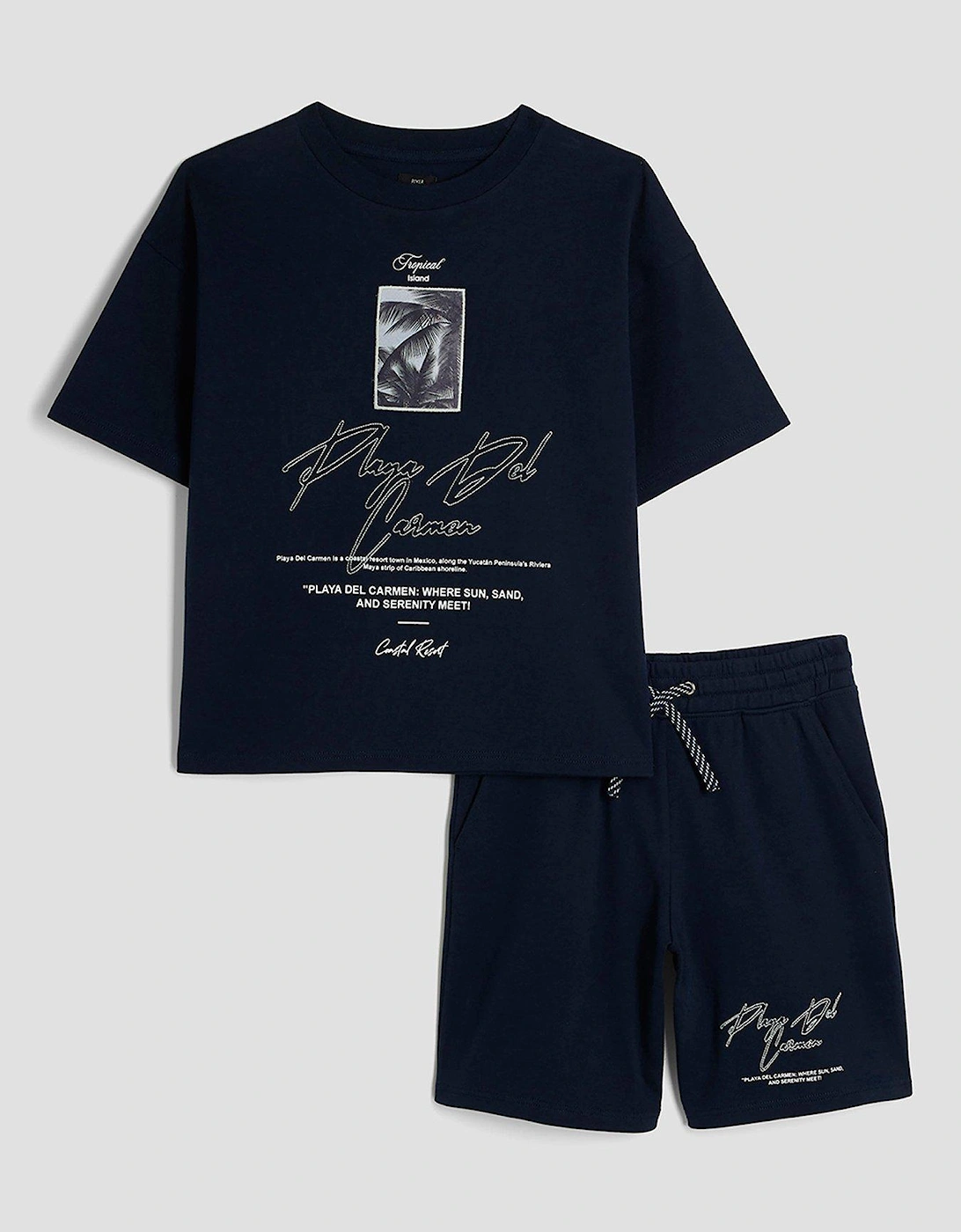 Older Boy Palm Patch T-shirt And Shorts Set - Navy, 2 of 1