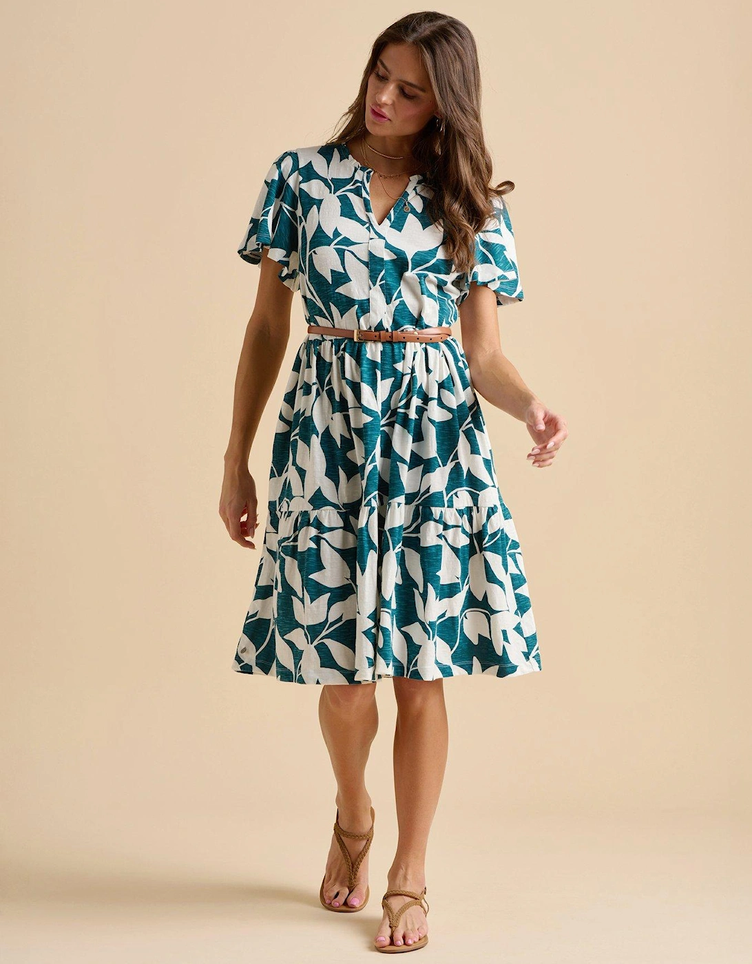 Woodland Leaves Knee Length Dress, 2 of 1