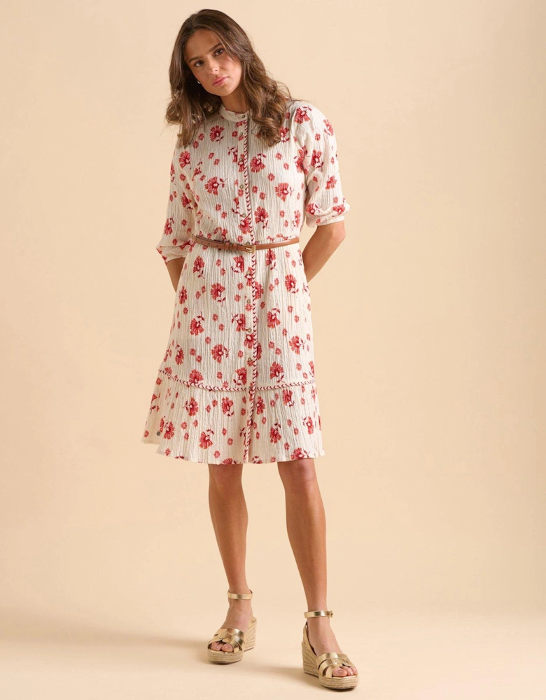 Fan Floral Knee Length Dress