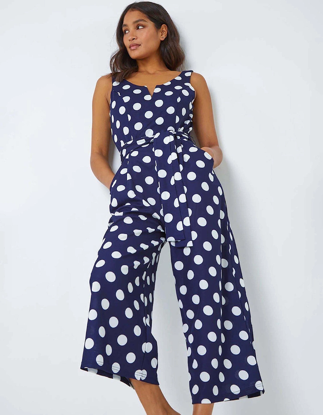 Spot Print Belted Jumpsuit, 2 of 1
