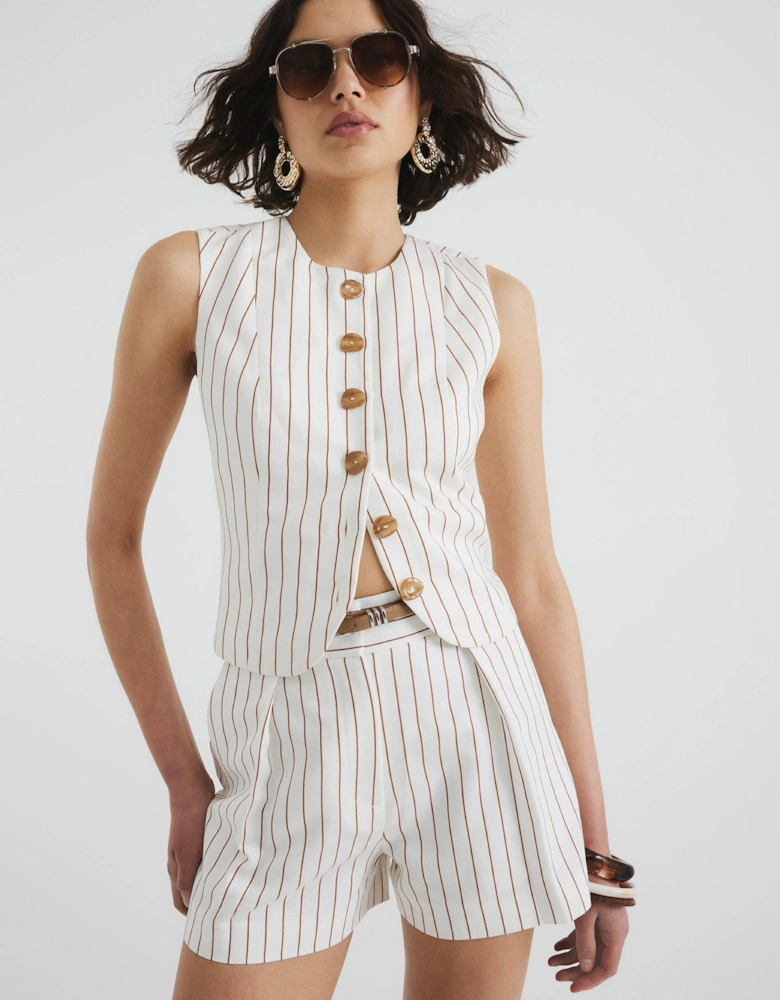 Stripe Longline Belted Shorts