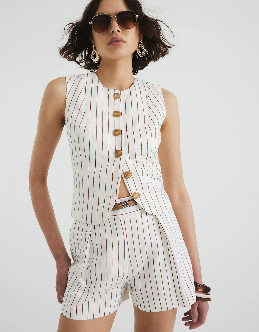 Stripe Longline Belted Shorts, 2 of 1