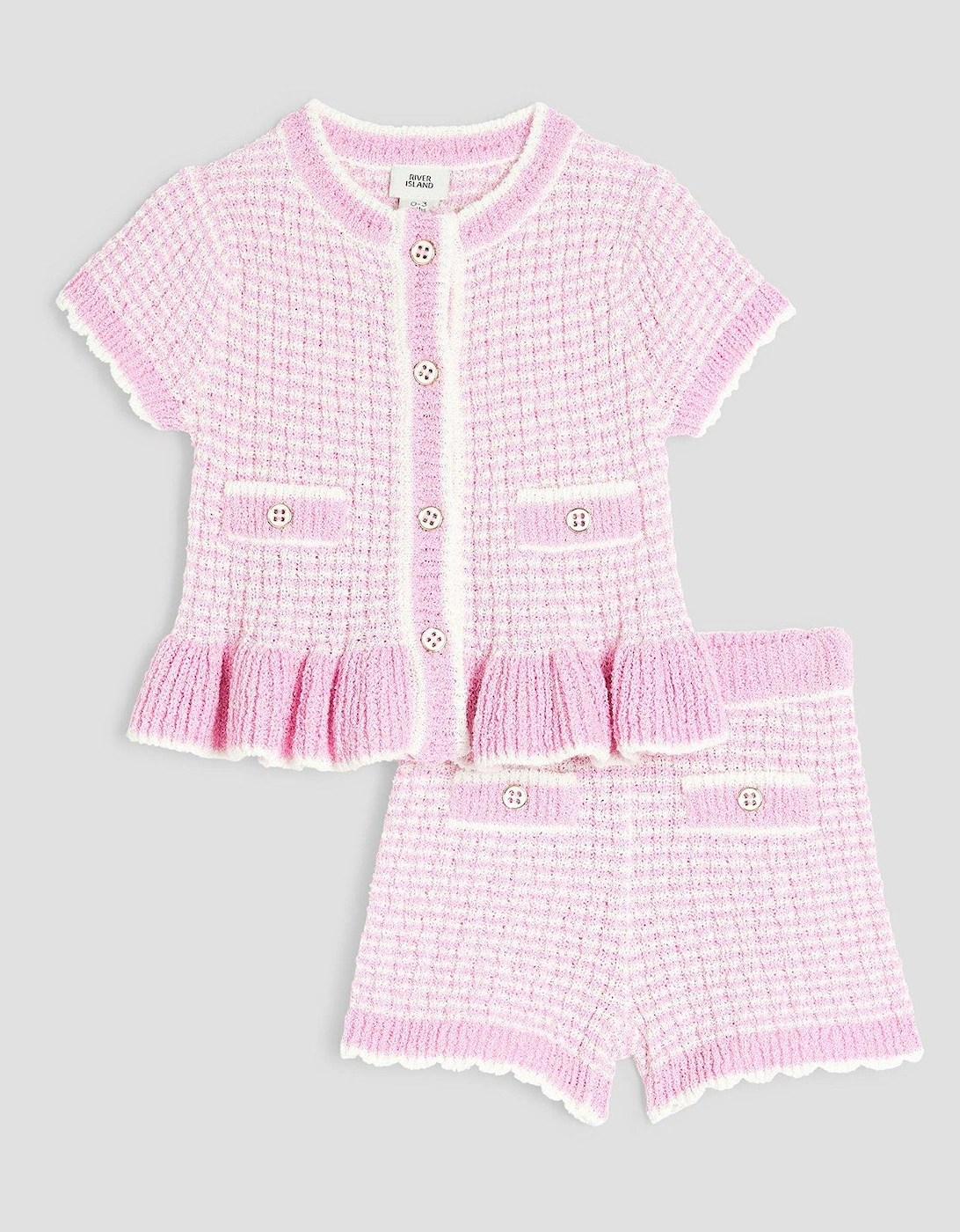 Girl Boucle Peplum Knit Set - Pink, 2 of 1