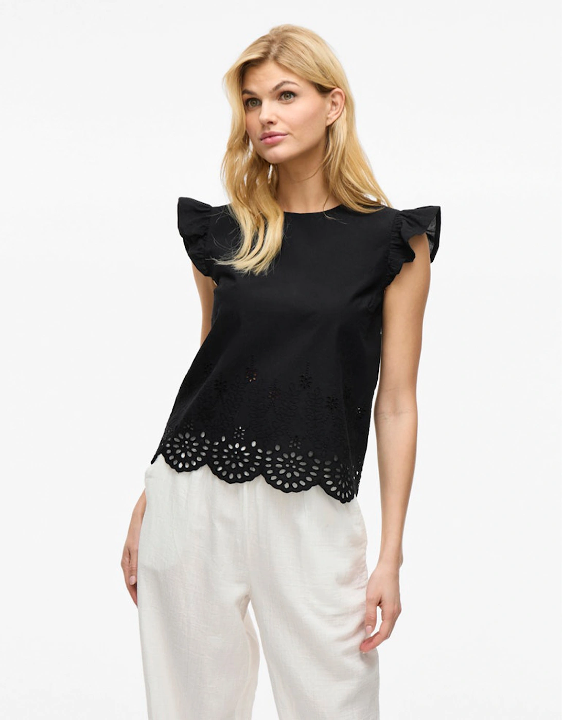 Women's Hortensa O-Neck Frill Top Black Beauty, 8 of 7