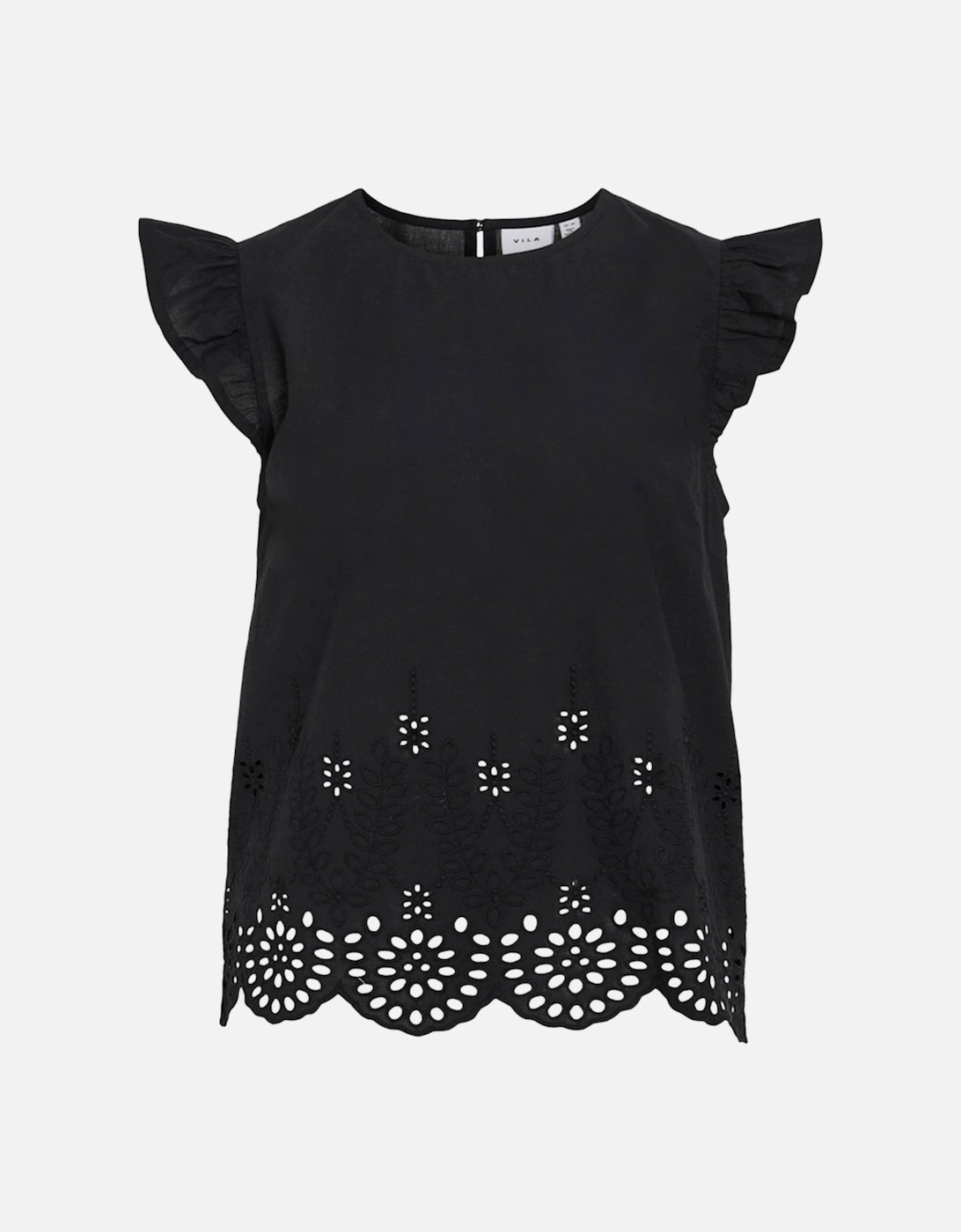 Women's Hortensa O-Neck Frill Top Black Beauty